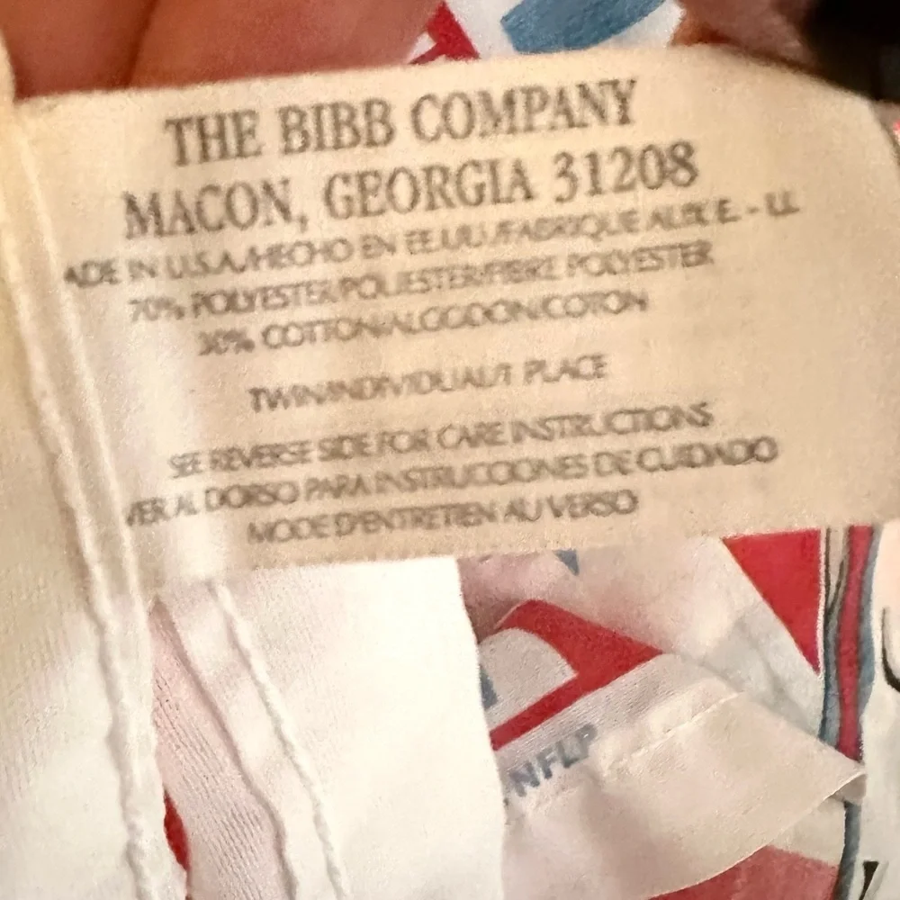 Vintage 1992 New York Giants 2 Twin Fitted Sheets &1 Flat Sheet Lot NFLP Bibb Co